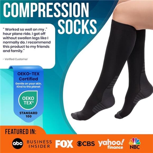 Compression Socks for Women & Men (20-30 mmHg) Support for Travel, Nurses - Picture 3 of 8
